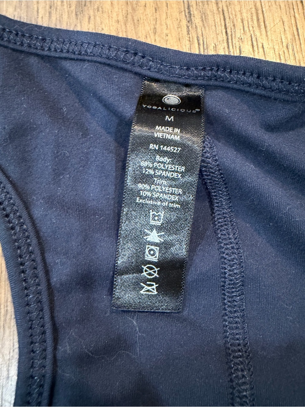 Yogalicious Navy Racerback Tank with Crochet Insets M - Picture 3 of 5